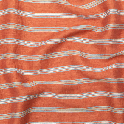 Italian Redwood and Blue Striped Rayon Woven