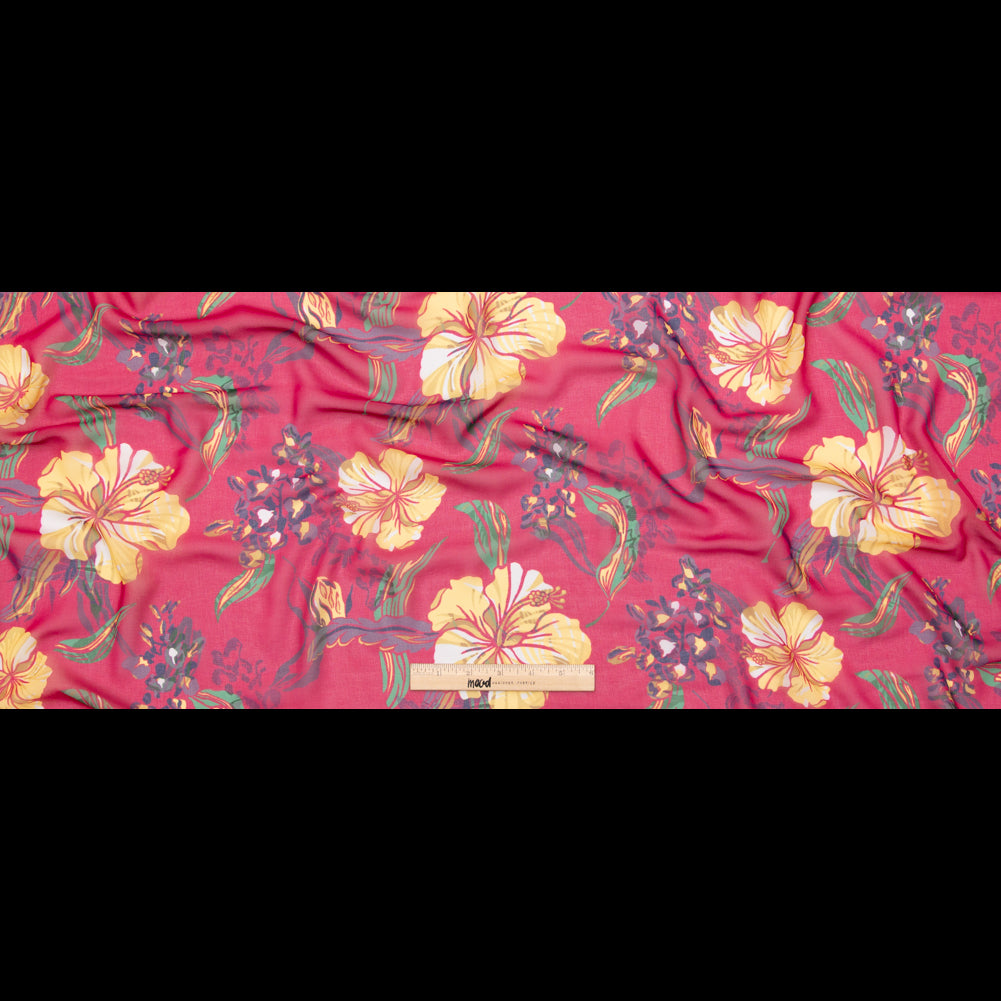 Italian Deep Magenta Floral Polyester Georgette Full