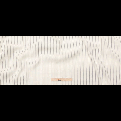 Stretch Linen - Metallic Silver and Black Stripes on White - Lindasol Collection Folded