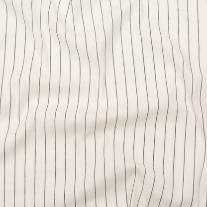 Stretch Linen - Metallic Silver and Black Stripes on White - Lindasol Collection