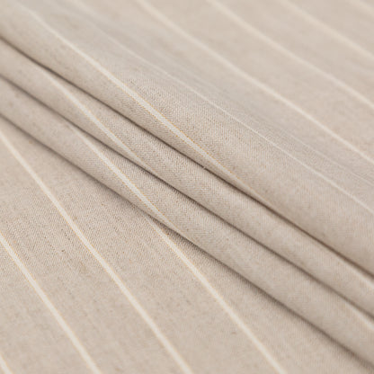 Lindasol Metallic Gold and White on Oatmeal Striped Stretch Linen Folded