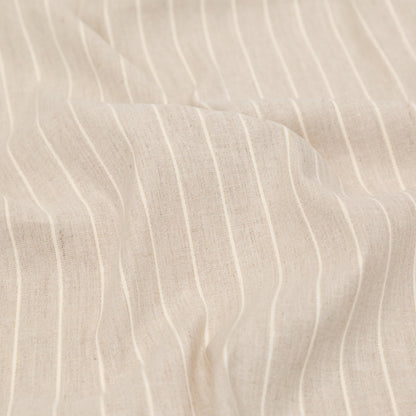 Lindasol Metallic Gold and White on Oatmeal Striped Stretch Linen Detail
