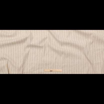Lindasol Metallic Gold and White on Oatmeal Striped Stretch Linen Full
