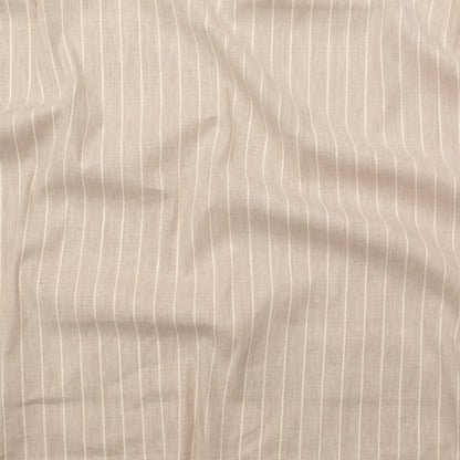 Lindasol Metallic Gold and White on Oatmeal Striped Stretch Linen