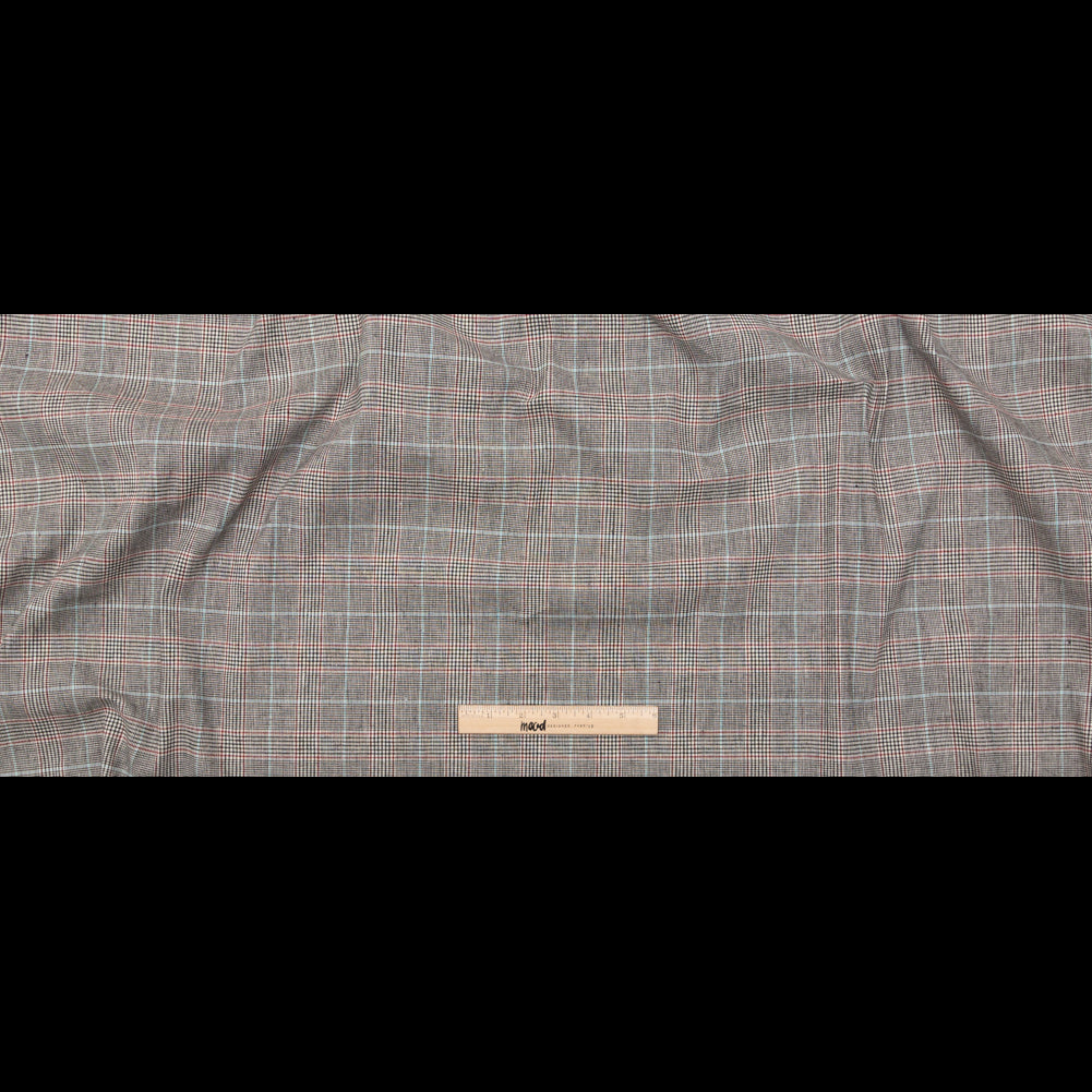 Mirador Gray and Port Royale Plaid Stretch Linen Woven Folded