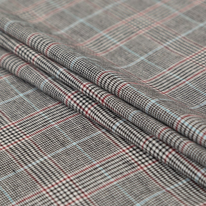 Mirador Gray and Port Royale Plaid Stretch Linen Woven Detail