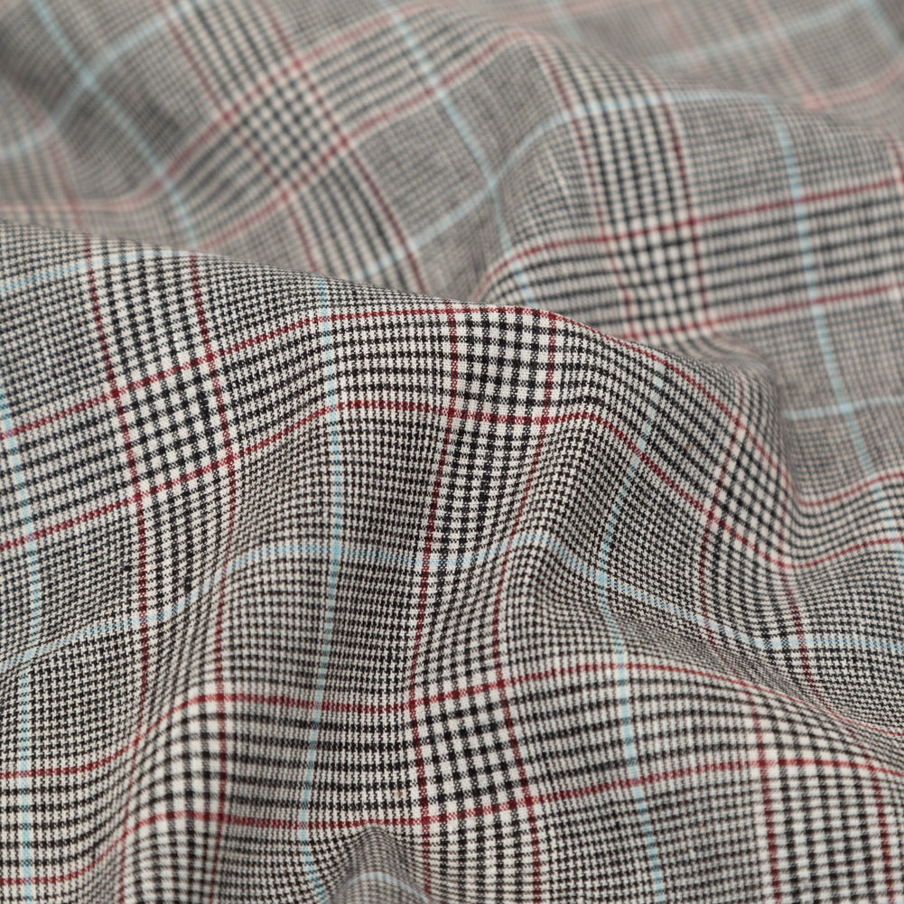 Mirador Gray and Port Royale Plaid Stretch Linen Woven Full