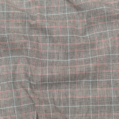 Mirador Gray and Port Royale Plaid Stretch Linen Woven
