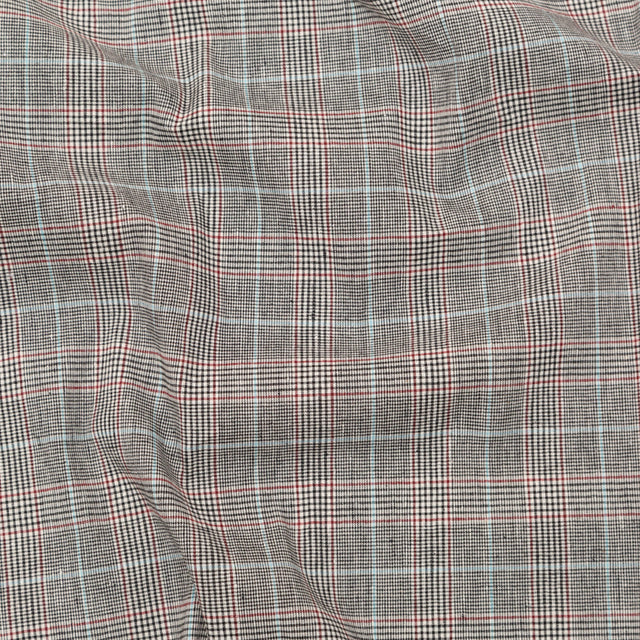 Mirador Gray and Port Royale Plaid Stretch Linen Woven