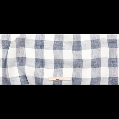 Monte Pergola Indigo Buffalo Check Linen Scrim Folded