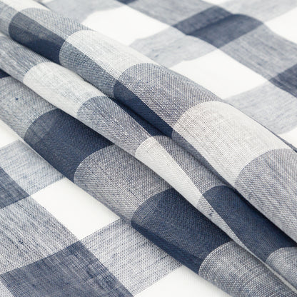Monte Pergola Indigo Buffalo Check Linen Scrim Detail