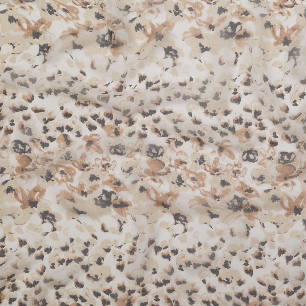 Candied Ginger, Chateau Gray and Golden Brown Abstract Silk Chiffon