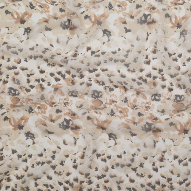 Candied Ginger, Chateau Gray and Golden Brown Abstract Silk Chiffon
