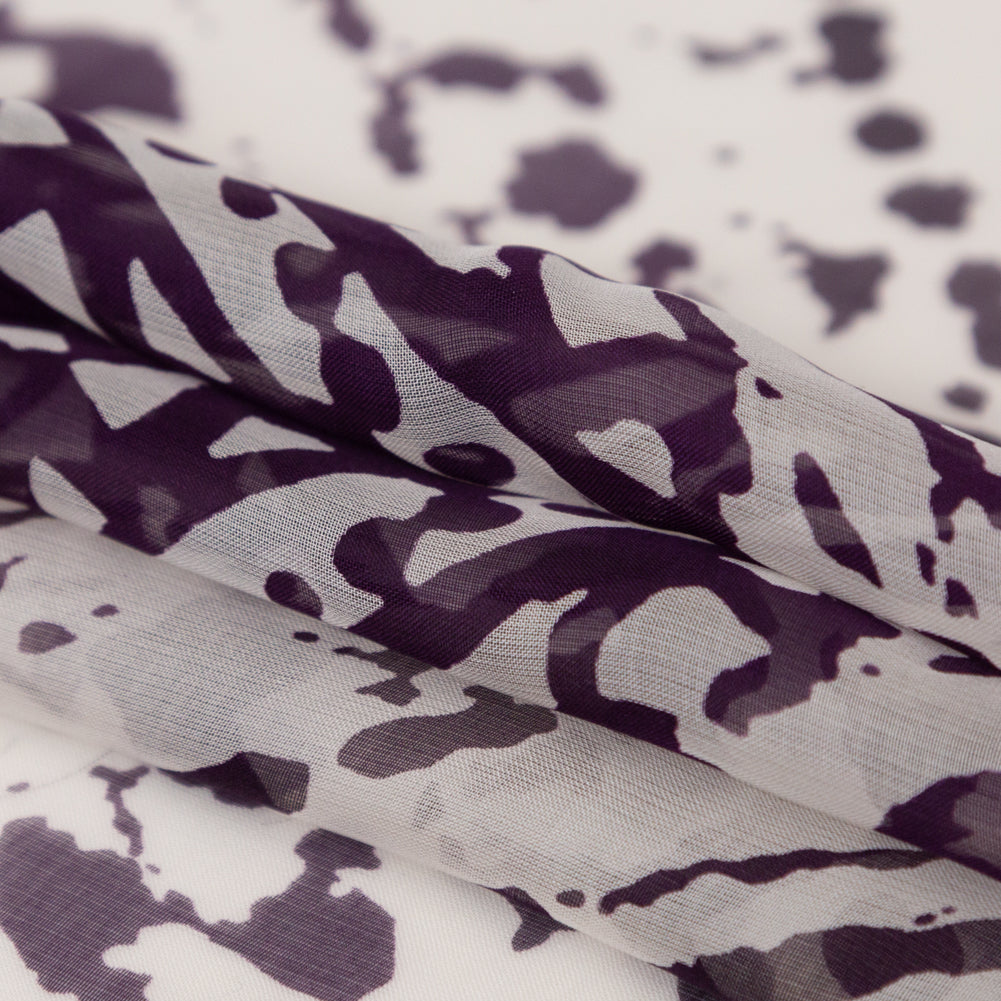 Blackberry Wine and Pumice Stone Abstract Silk Chiffon Folded