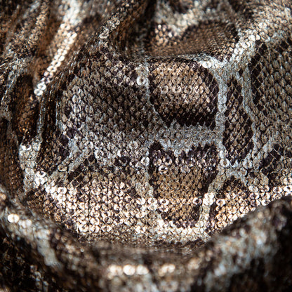 Sequined Stretch Knit with Metallic Bronze Snakeskin Foil Topcoat Detail