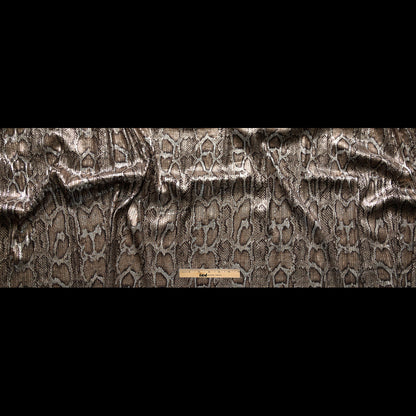 Sequined Stretch Knit with Metallic Bronze Snakeskin Foil Topcoat Full