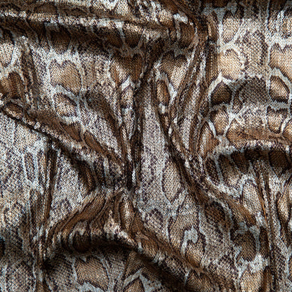 Sequined Stretch Knit with Metallic Bronze Snakeskin Foil Topcoat