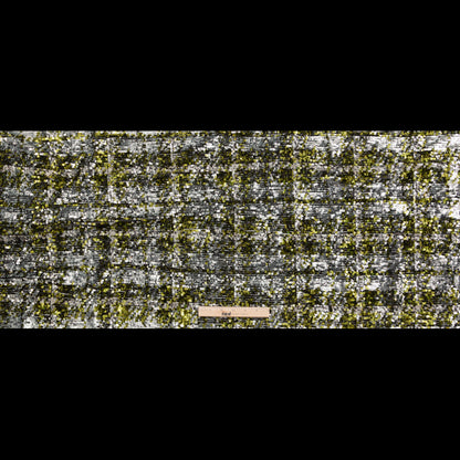 Mesh with Baby Sequins - Metallic Green and Silver on Black Full
