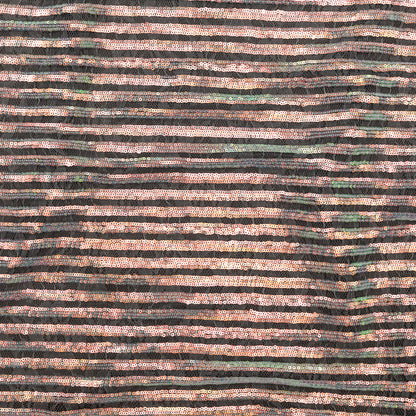 Netting with Baby Sequins - Aqua and Pink Iridescent Stripes on White