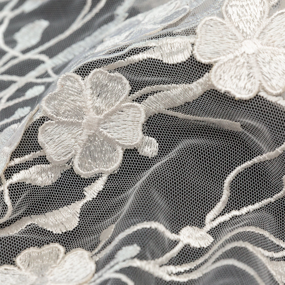 3D Embroidered Lace - White Floral Full