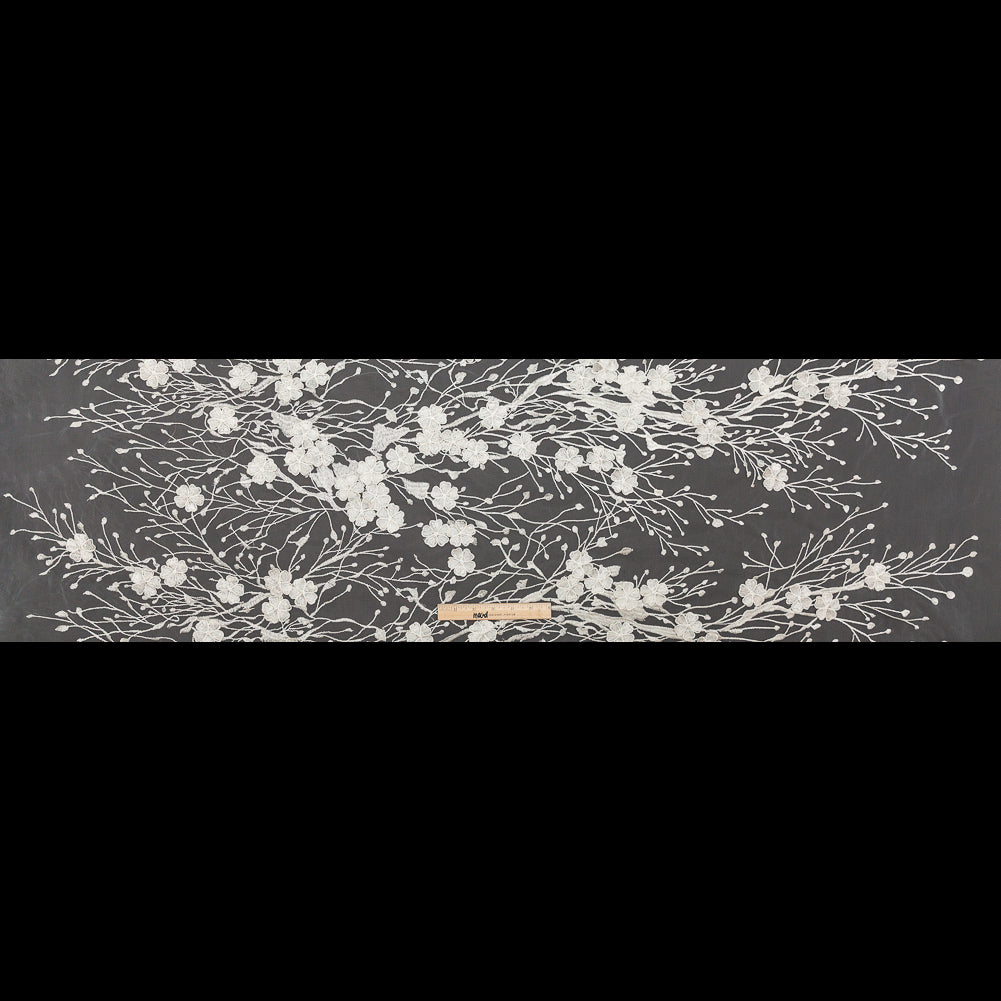 3D Embroidered Lace - Off-White Floral Full