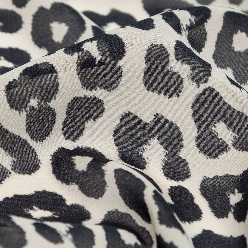 Nine Iron and Ivory Leopard Printed Silk Chiffon Detail