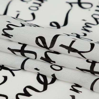 Milly Italian White and Black Calligraphy Silk Georgette Folded
