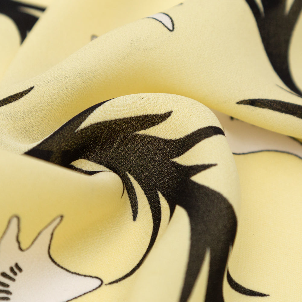 Milly Italian Creme Brulee, Lima Bean and Black Printed Silk Chiffon Detail