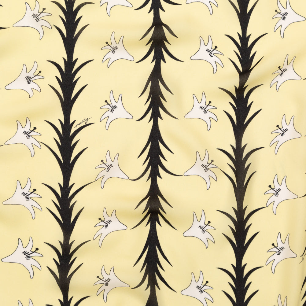 Milly Italian Creme Brulee, Lima Bean and Black Printed Silk Chiffon