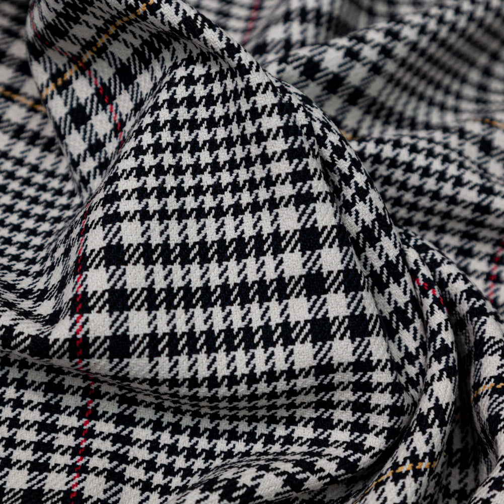 Black, Off-White, Yellow and Red Glen Plaid Cotton Twill Detail