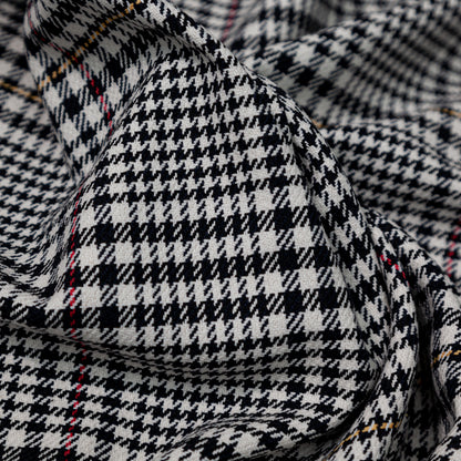Black, Off-White, Yellow and Red Glen Plaid Cotton Twill Detail