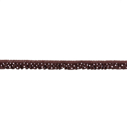 European Brown and White Polka Dot Ruffled Stretch Grosgrain .875"