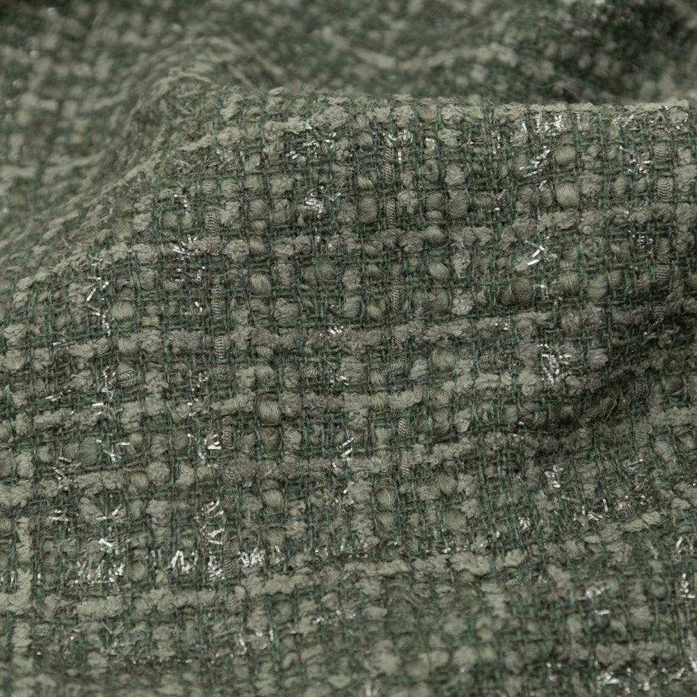 Metallic Olive Wool Tweed Detail