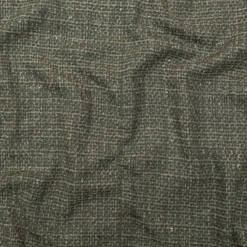 Metallic Olive Wool Tweed