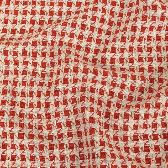 Metallic Dog's Tooth Tweed - Red and Cream Houndstooth - Deadstock
