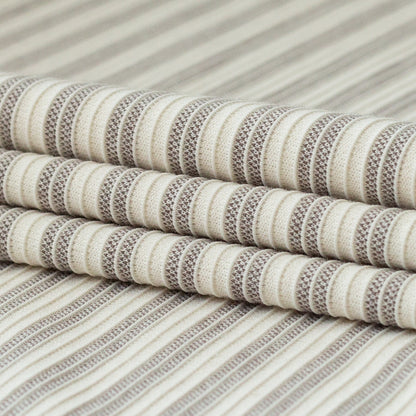 Off-White and Gray Striped Tactile Stretch Knit Folded