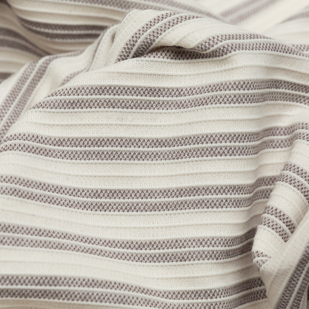 Off-White and Gray Striped Tactile Stretch Knit Detail