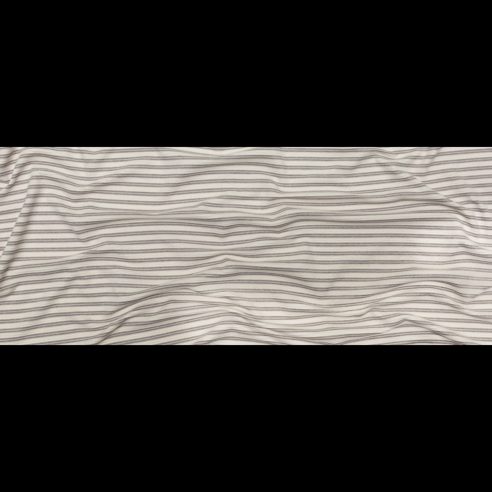 Off-White and Gray Striped Tactile Stretch Knit Full