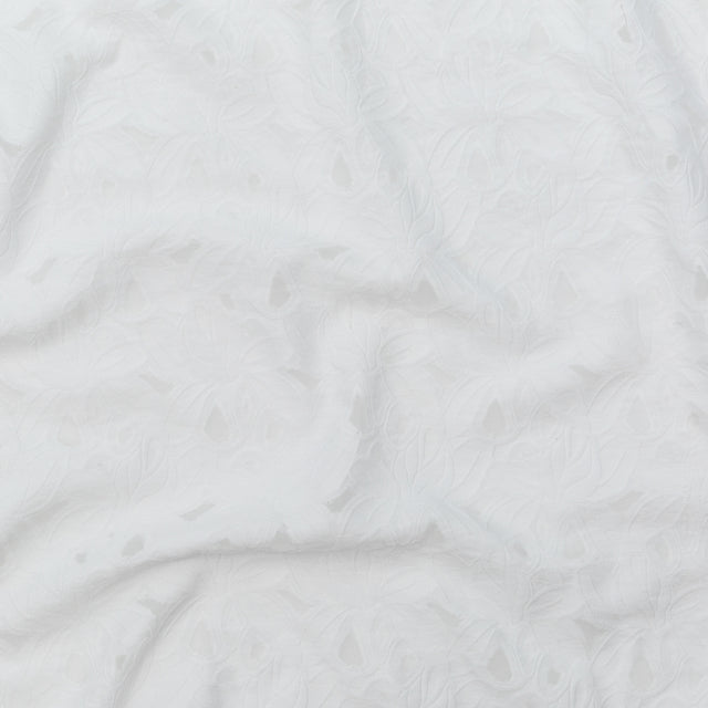 Italian Snow White Floral Burnout Brocade