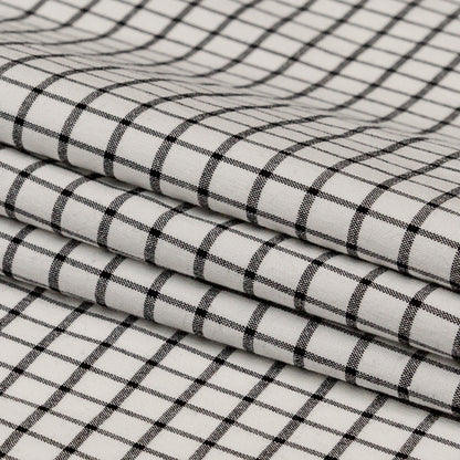 White and Black Checkered Heavy Stretch Cotton Woven Folded