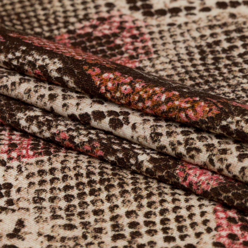 Italian Brown and Red Snakeskin Digitally Printed Viscose Jersey Folded