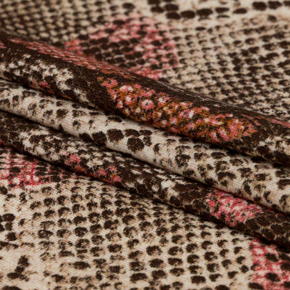 Italian Brown and Red Snakeskin Digitally Printed Viscose Jersey Folded