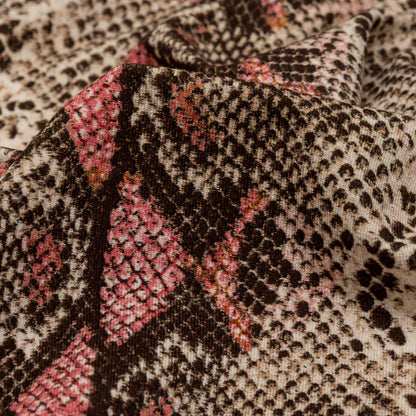 Italian Brown and Red Snakeskin Digitally Printed Viscose Jersey Detail