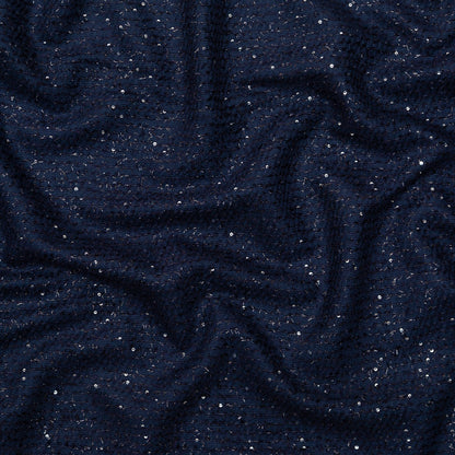 Metallic Navy Striped Tweed with Silver Sequins