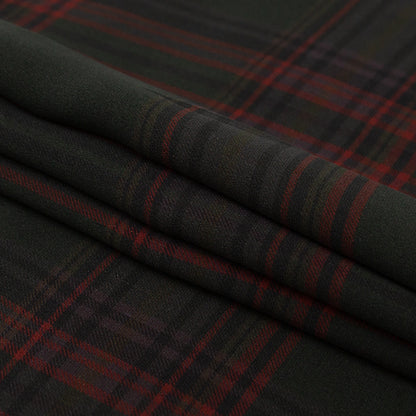 Ralph Lauren Green and Red Plaid Silk Crepe de Chine with Reverse Ermine Face Folded