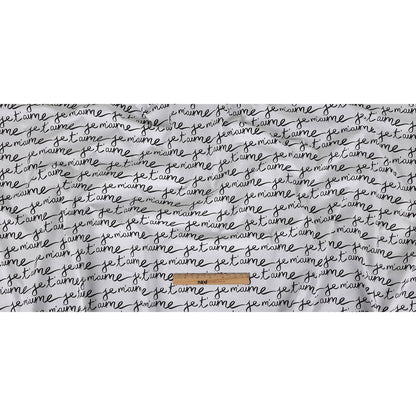 Milly Phantom and White Je T'aime Script Printed Stretch Cotton Poplin Folded