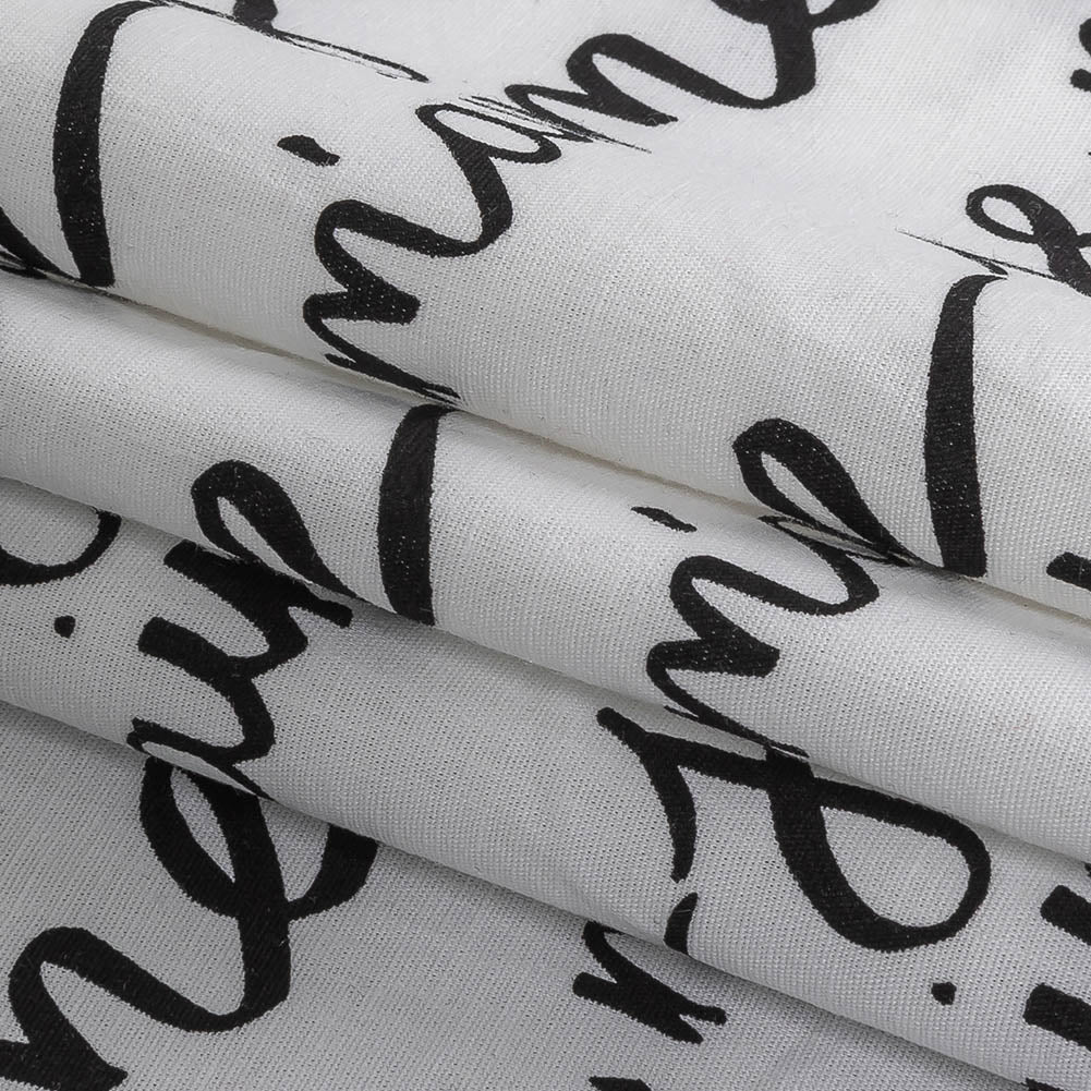 Milly Phantom and White Je T'aime Script Printed Stretch Cotton Poplin Detail