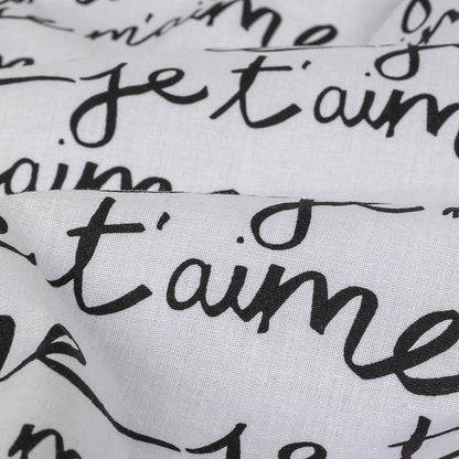 Milly Phantom and White Je T'aime Script Printed Stretch Cotton Poplin Full