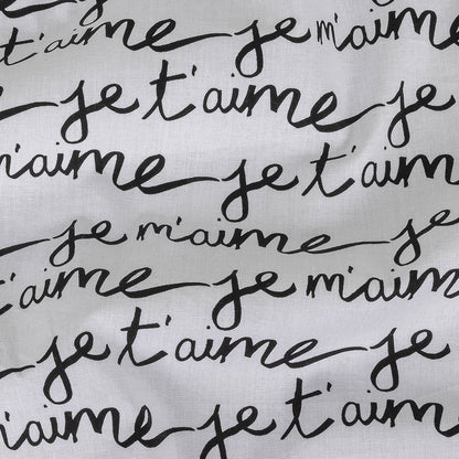 Milly Phantom and White Je T'aime Script Printed Stretch Cotton Poplin