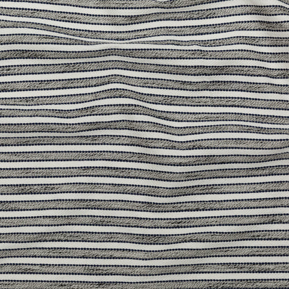 Coconut Milk and Peacoat Striped Cotton Tweed